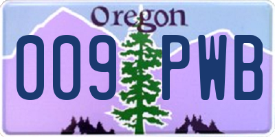 OR license plate 009PWB