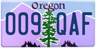 OR license plate 009QAF