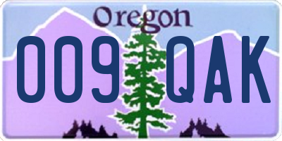 OR license plate 009QAK