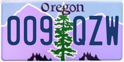 OR license plate 009QZW