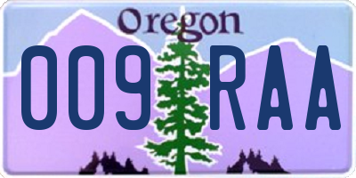 OR license plate 009RAA