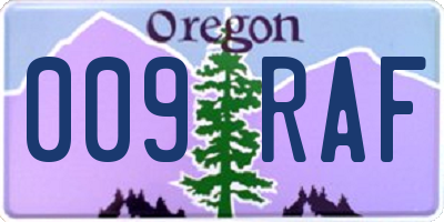 OR license plate 009RAF