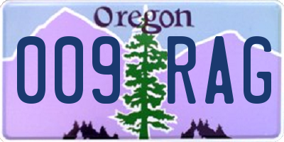 OR license plate 009RAG