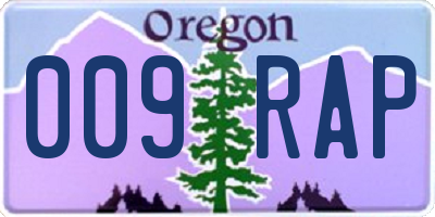 OR license plate 009RAP