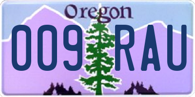 OR license plate 009RAU