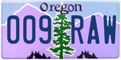 OR license plate 009RAW