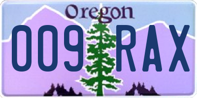 OR license plate 009RAX