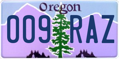 OR license plate 009RAZ