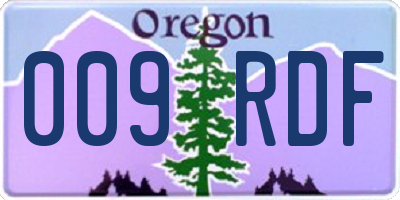 OR license plate 009RDF