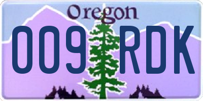 OR license plate 009RDK