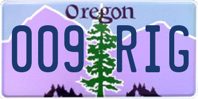 OR license plate 009RIG