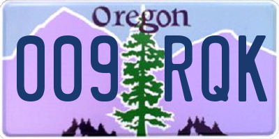OR license plate 009RQK