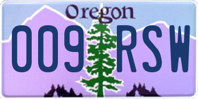 OR license plate 009RSW