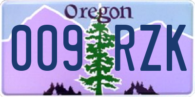 OR license plate 009RZK