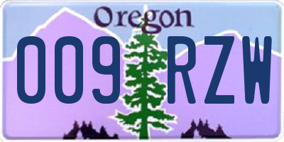 OR license plate 009RZW