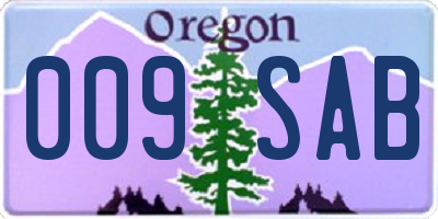 OR license plate 009SAB