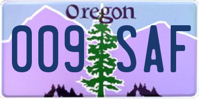 OR license plate 009SAF