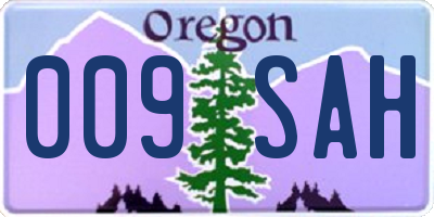 OR license plate 009SAH