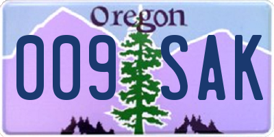 OR license plate 009SAK