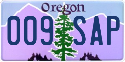 OR license plate 009SAP