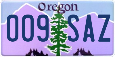 OR license plate 009SAZ