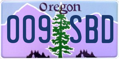 OR license plate 009SBD