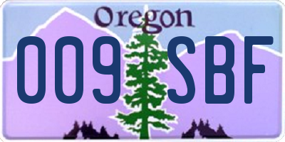 OR license plate 009SBF