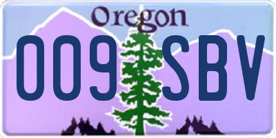 OR license plate 009SBV
