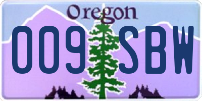 OR license plate 009SBW