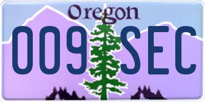 OR license plate 009SEC