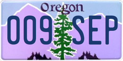 OR license plate 009SEP