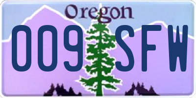 OR license plate 009SFW