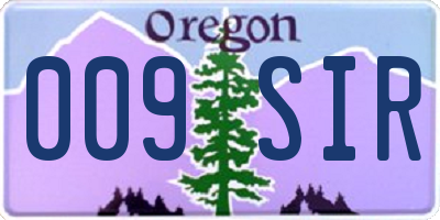 OR license plate 009SIR