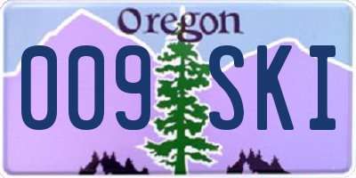 OR license plate 009SKI