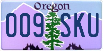 OR license plate 009SKU