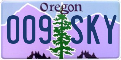 OR license plate 009SKY