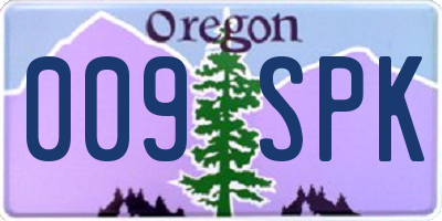 OR license plate 009SPK