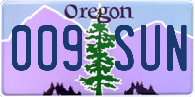 OR license plate 009SUN