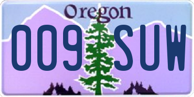 OR license plate 009SUW