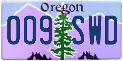 OR license plate 009SWD