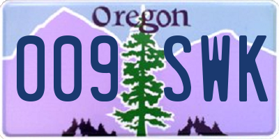 OR license plate 009SWK