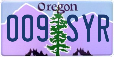 OR license plate 009SYR