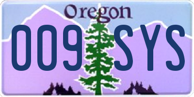 OR license plate 009SYS
