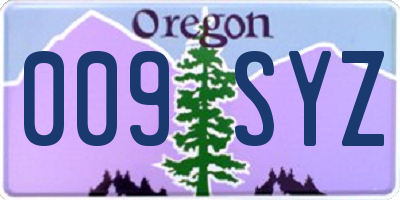 OR license plate 009SYZ