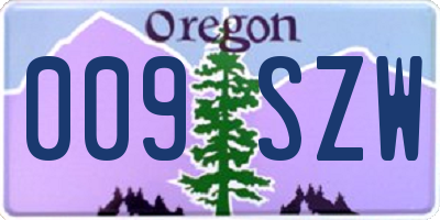 OR license plate 009SZW