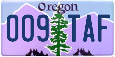 OR license plate 009TAF