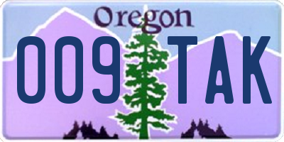 OR license plate 009TAK