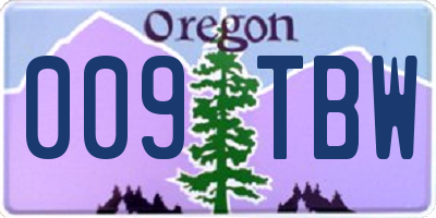 OR license plate 009TBW