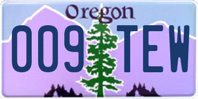 OR license plate 009TEW