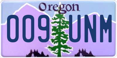 OR license plate 009UNM